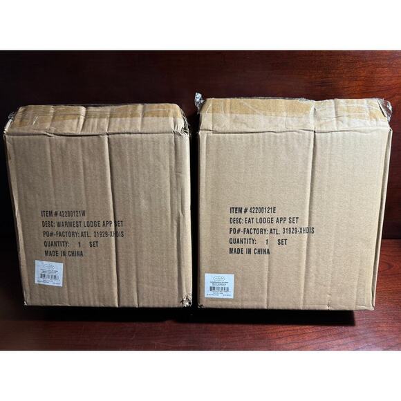 NIB Warmest Wishes & Eat Drink Be Merry Lodge App Set Plate W/Pack Kraft Napkins - Picture 10 of 11